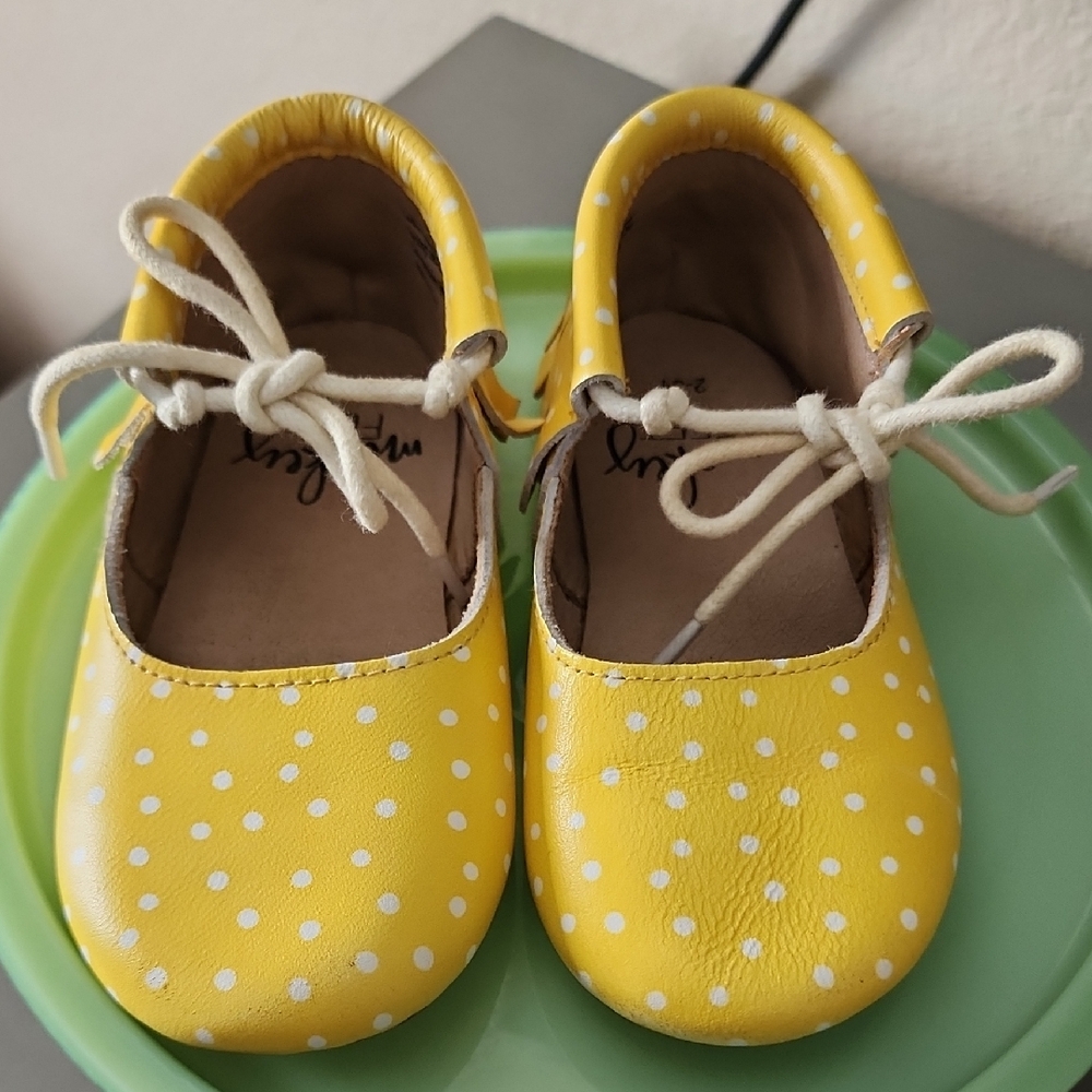Charming Yellow Polka Dot Baby Shoes